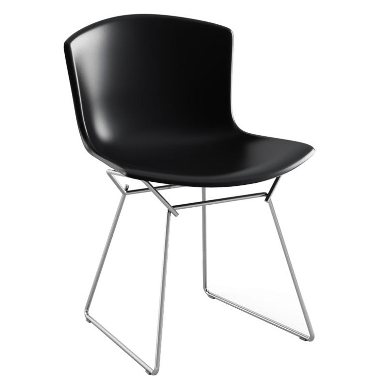 Knoll International - Bertoia Plastic Stuhl Gestell verchromt - schwarz/BxHxT 52,3x77x54,6cm/Kunststoffgleiter/Gestell Stahl verchromt von Knoll International