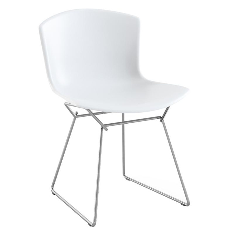 Knoll International - Bertoia Plastic Stuhl Gestell verchromt - weiß/BxHxT 52,3x77x54,6cm/Kunststoffgleiter/Gestell Stahl verchromt von Knoll International