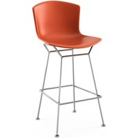 Knoll International - Bertoia Plastic Barhocker - Sitz orangerot - Gestell Chrom poliert - Höhe 107 cm von Knoll International