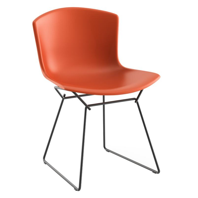 Knoll International - Bertoia Plastic Stuhl Gestell schwarz - orange rot von Knoll International
