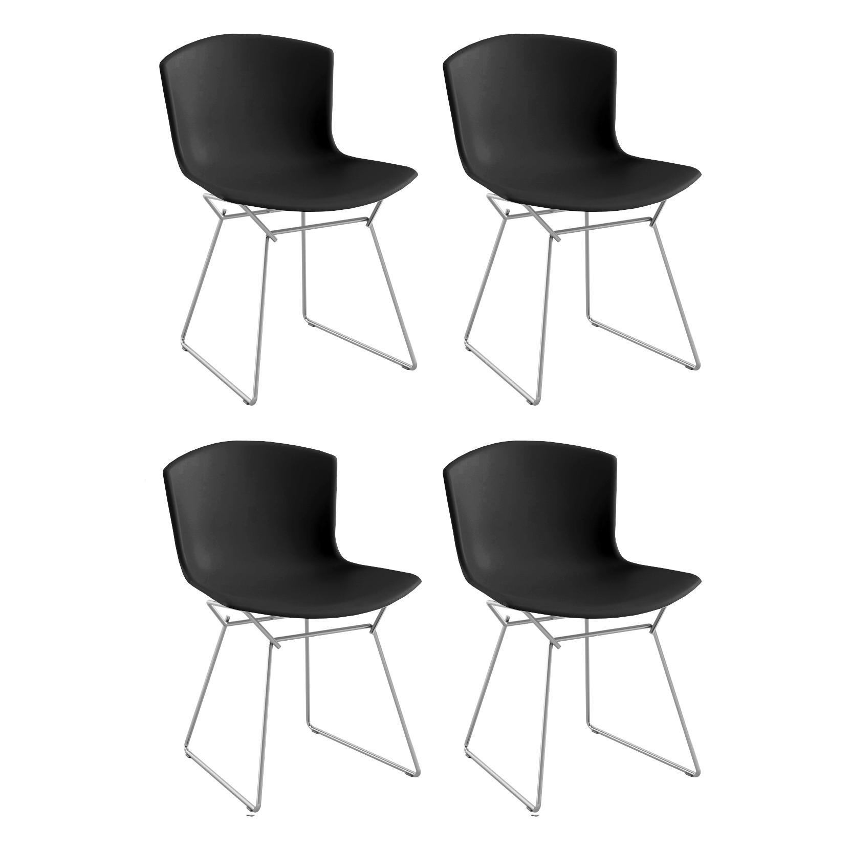 Knoll International - Bertoia Plastic Stuhl Gestell verchromt 4er Set - schwarz/Kunststoff/BxHxT 52,3x77x54,6cm/Kunststoffgleiter/Gestell Stahl verchr von Knoll International