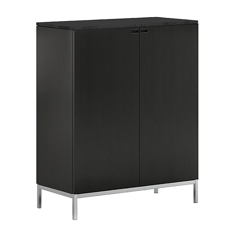 Knoll International - Florence Hoher Schrank - Eiche auf Ebenholz gebeizt/Furnierböden/BxHxT 90x109.9x45cm/Gestell chrom von Knoll International