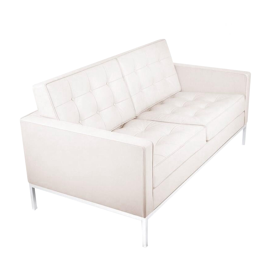 Knoll International - Florence Knoll 2-Sitzer Sofa - Leder beige/Gestell chrom/Leder Andes Altiplanos von Knoll International