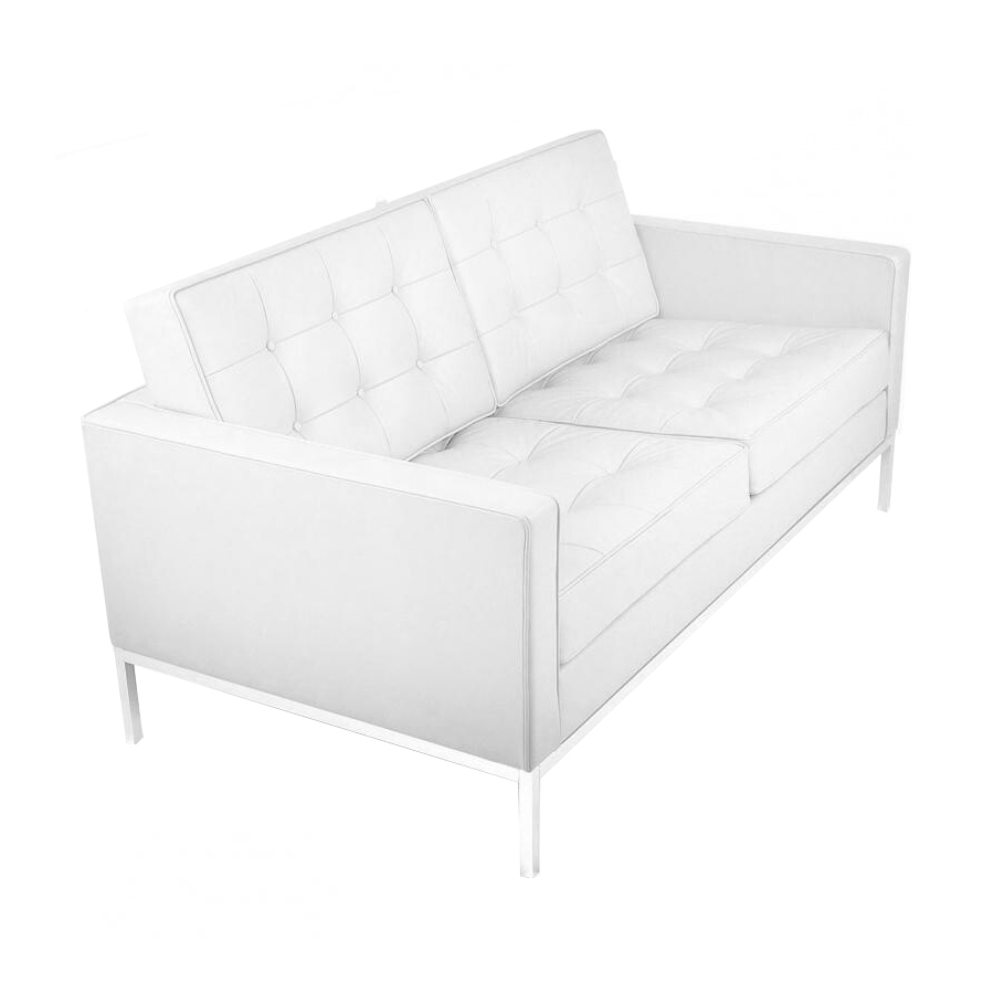 Knoll International - Florence Knoll 2-Sitzer Sofa - Leder weiß/Gestell chrom/Leder Volo White von Knoll International