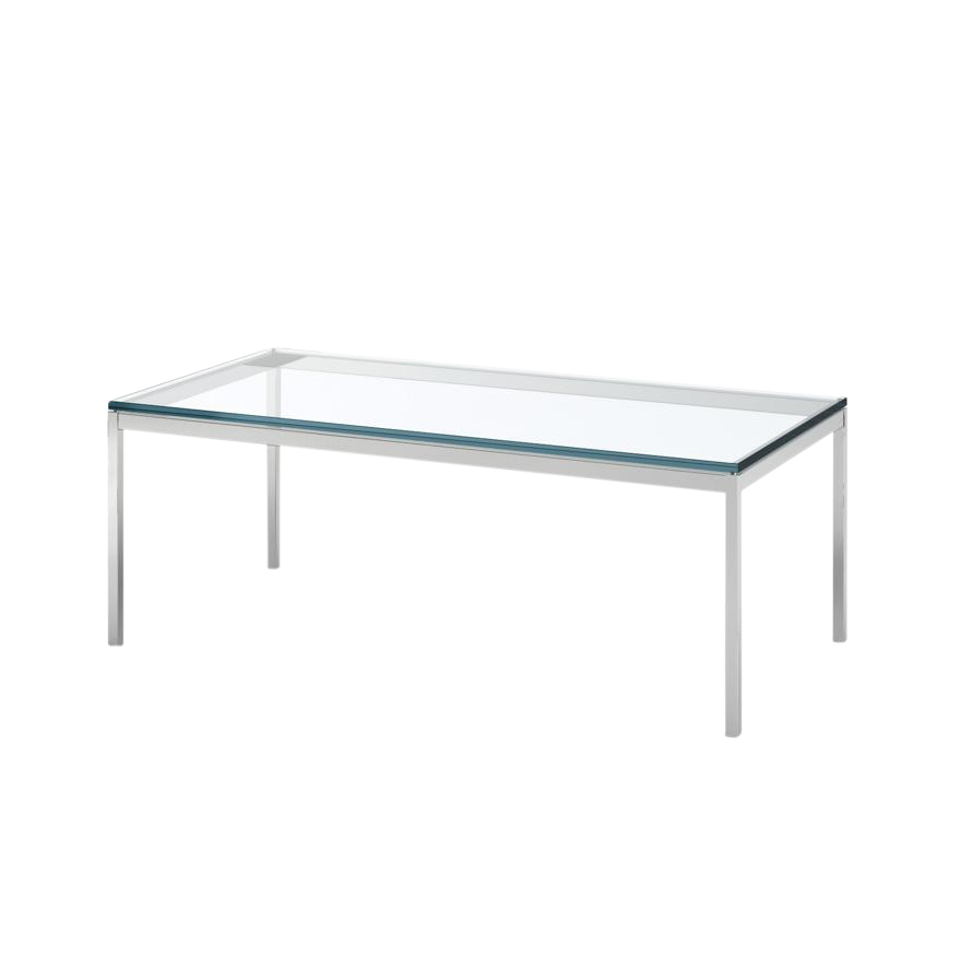 Knoll International - Florence Knoll Couchtisch 114x57cm - transparent/Kristallglas/Gestell Stahl verchromt/H 35cm von Knoll International