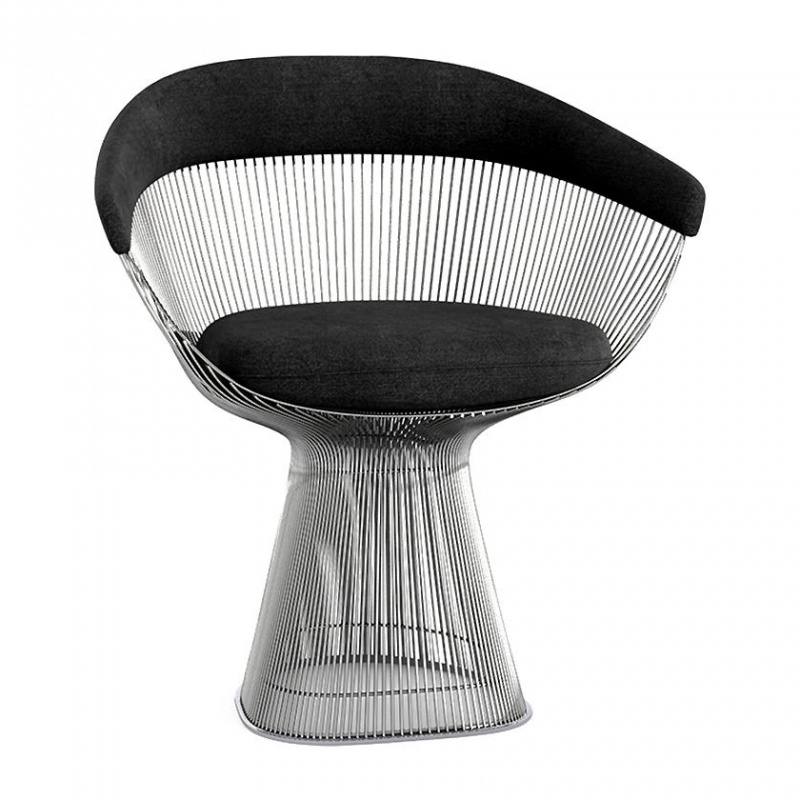 Knoll International - Platner Armlehnstuhl - schwarz/Stoff Circa Black K105413/BxHxT 73x76x58cm/Gestell Nickel poliert von Knoll International