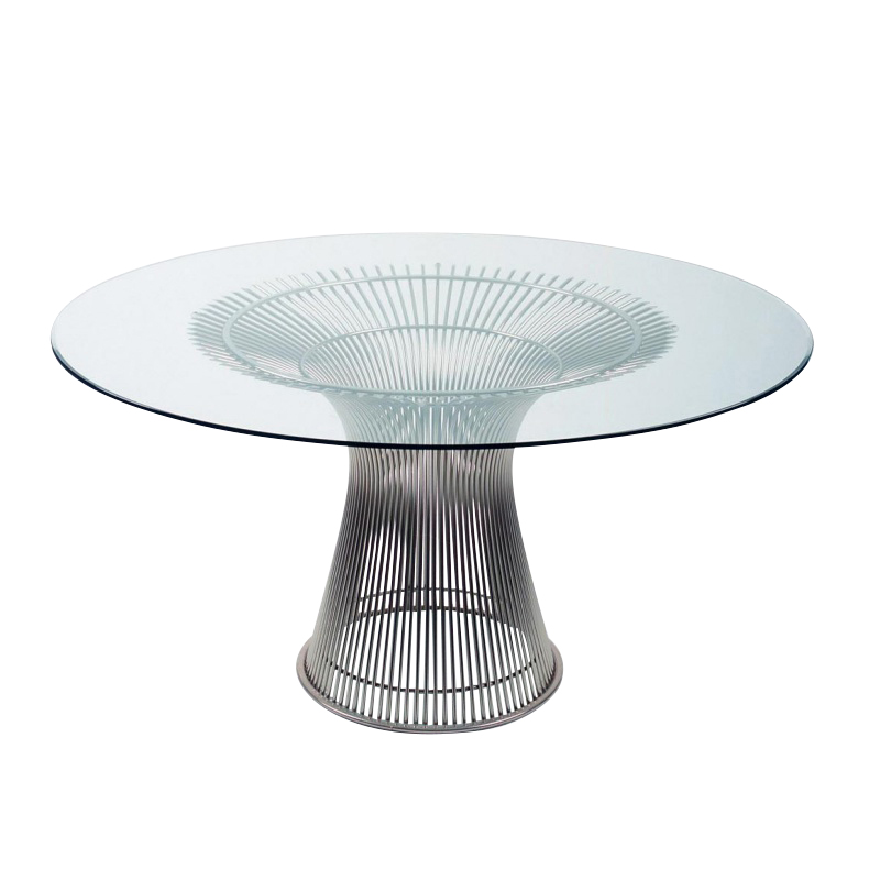 Knoll International - Platner Esstisch Ø 135cm - glass/Gestell vernickelt von Knoll International