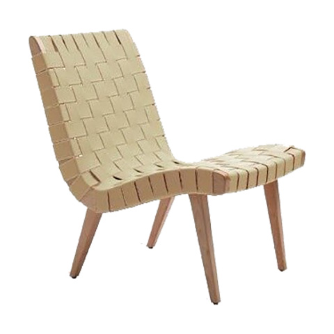 Knoll International - Risom Lounge Chair - Baumwolle leinenfarben von Knoll International