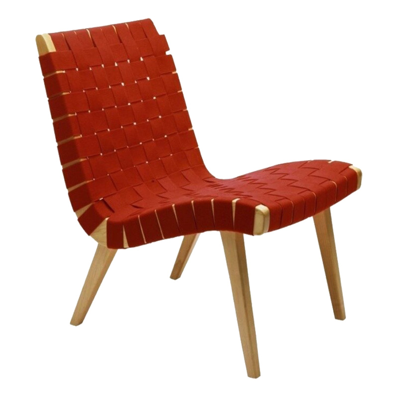 Knoll International - Risom Lounge Chair - Baumwolle rot von Knoll International