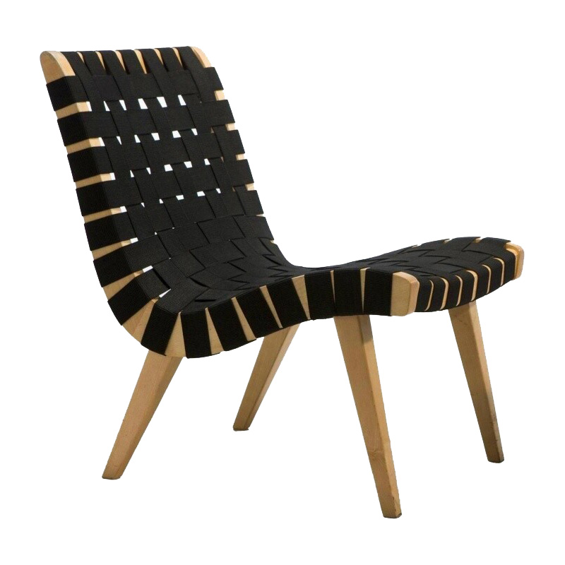 Knoll International - Risom Lounge Chair - Baumwolle schwarz von Knoll International