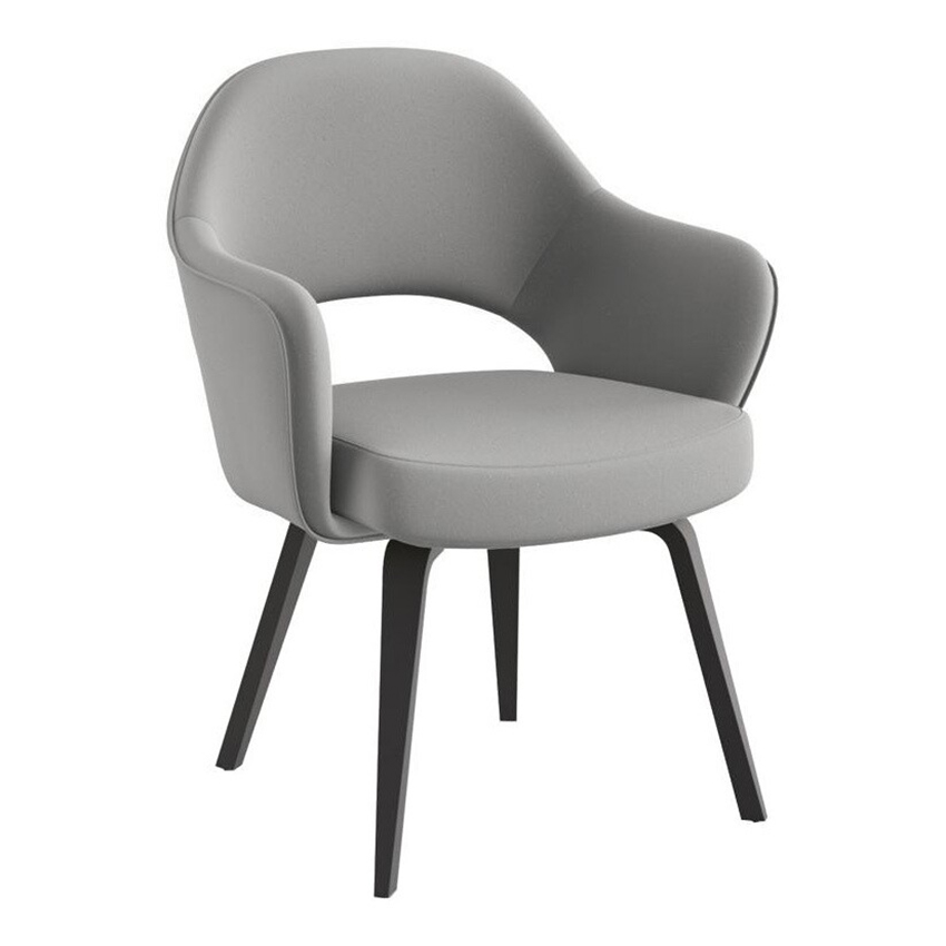 Knoll International - Saarinen Conference Armlehnstuhl Gestell ebenholz - silber/Stoff Ultrasuede Silver/BxHxT 65,5x81,5x63cm/Gestell Eiche ebenholz g von Knoll International