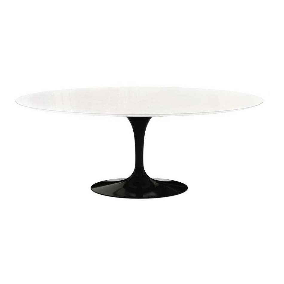 Knoll International - Saarinen Gartentisch Oval 198cm - weiß/Gestell schwarz/BxHxT 198x72x121cm von Knoll International
