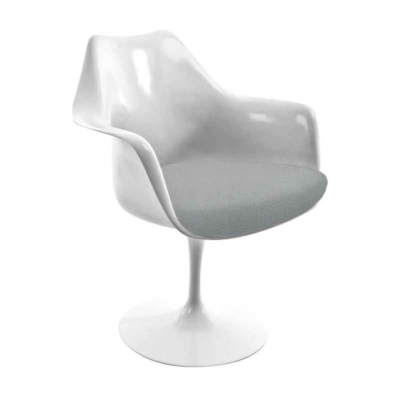 Knoll International - Tulip Armlehnstuhl drehbar - weiß/mit Sitzkissen/Bezug powder weiß Hallingdal 103 von Knoll International