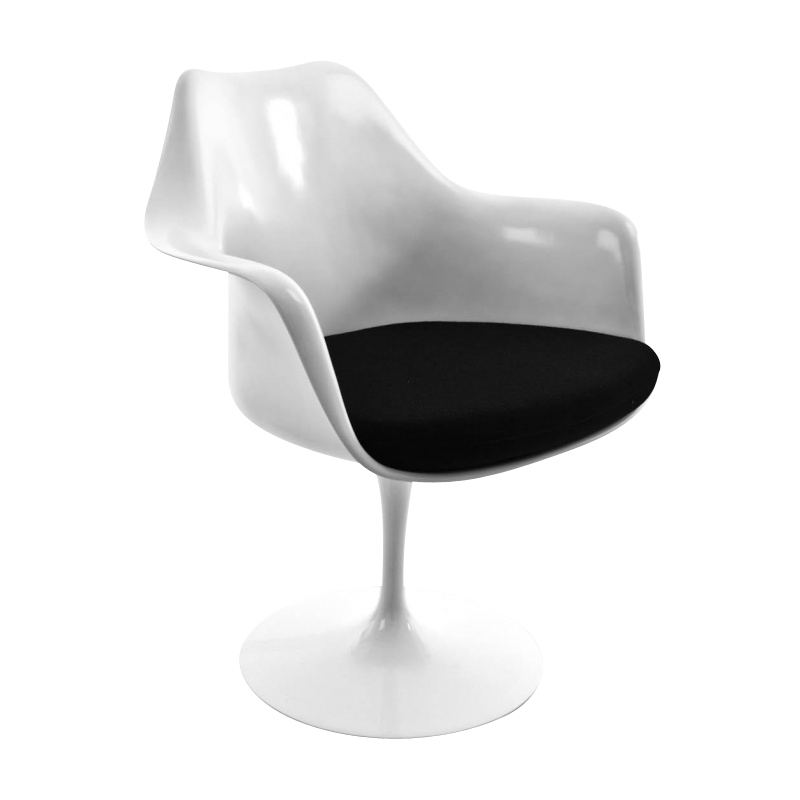 Knoll International - Saarinen Tulip Armlehnstuhl drehbar - weiß/mit Sitzkissen/Bezug anthrazit Hallingdal 180 von Knoll International