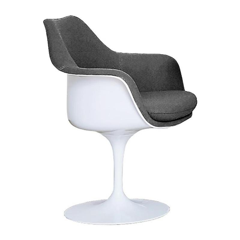 Knoll International - Tulip Saarinen Armlehnstuhl vollgepolstert drehbar - pfeffer/weiß/Sitzpolster Rohi Opera pepper OP37/BxHxT 68x82x59cm/Gestell we von Knoll International