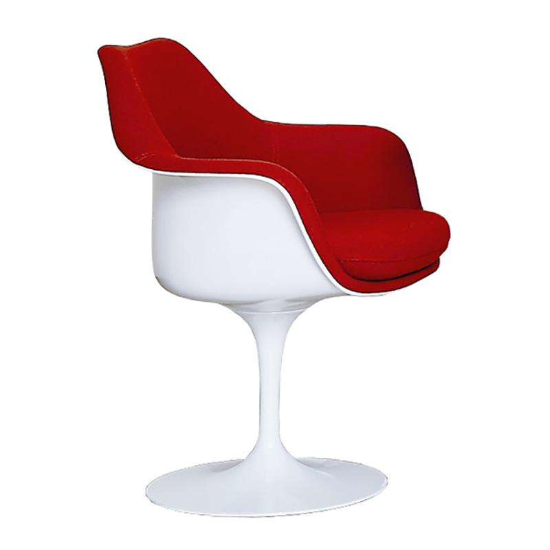 Knoll International - Tulip Saarinen Armlehnstuhl vollgepolstert drehbar - rot/weiß/Sitzpolster Hallingdal 65 680/BxHxT 68x82x59cm/Gestell weiß von Knoll International