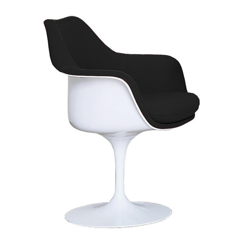 Knoll International - Tulip Saarinen Armlehnstuhl vollgepolstert drehbar - schwarz/weiß/Sitzpolster Hallingdal 65 190/BxHxT 68x82x59cm/Gestell weiß von Knoll International