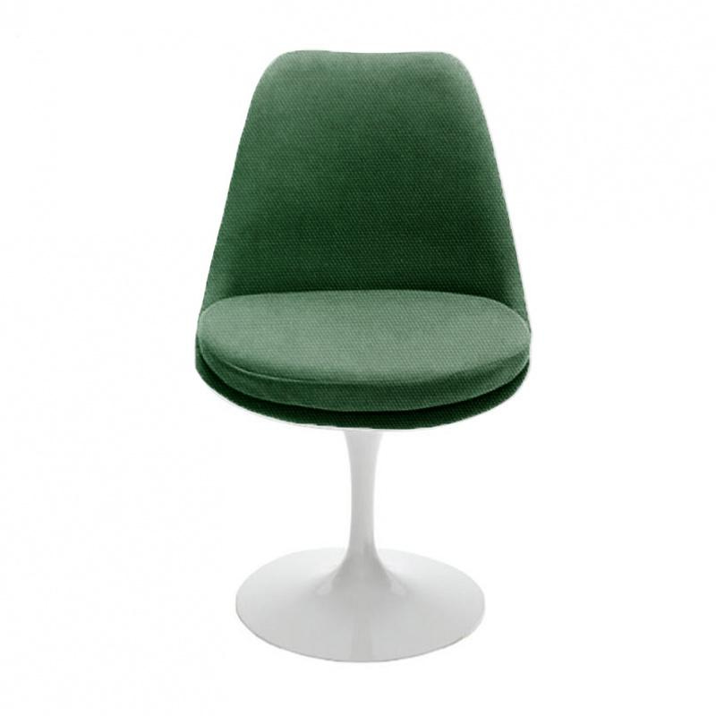 Knoll International - Tulip Saarinen Stuhl vollgepolstert - grün/Sitzpolster Eva Bottle Green 144EVA/BxHxT 49x82x53cm/drehbar/Gestell weiß von Knoll International