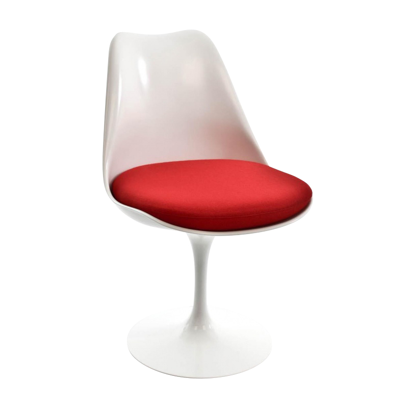 Knoll International - Tulip Stuhl drehbar - weiß/mit Sitzkissen/Bezug rot Tonus 130 von Knoll International