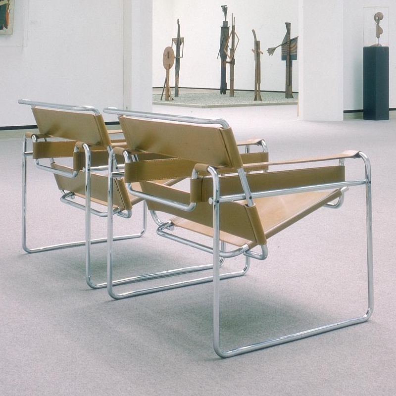 Knoll International - Wassily Marcel Breuer Sessel - hellbraun/Rindskernleder von Knoll International