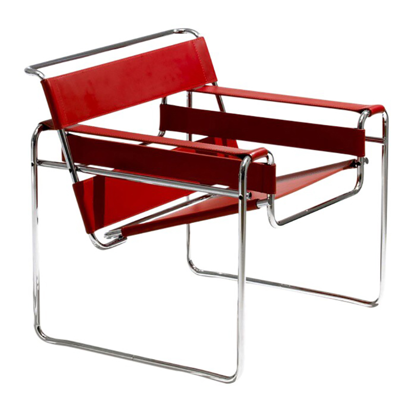 Knoll International - Wassily Marcel Breuer Sessel - rot /Leder Spinneybeck BL1905 von Knoll International