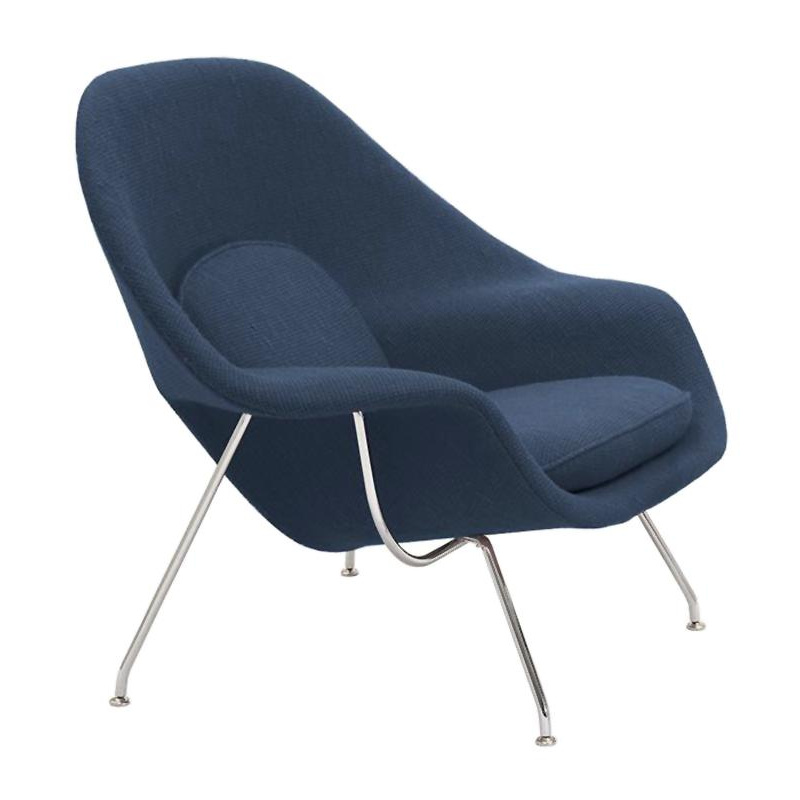 Knoll International - Womb Chair Relax Gestell verchromt - nachtblau/Stoff Eva Night Blue 170EVA/BxHxT 105x92x94cm von Knoll International