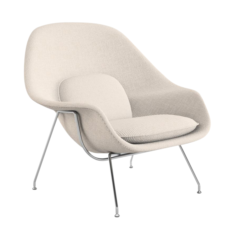 Knoll International - Womb Chair Relax Sessel Gestell chrom - natur/Stoff Cato Natural 50/BxHxT 105x92x94cm/Gestell chrom von Knoll International