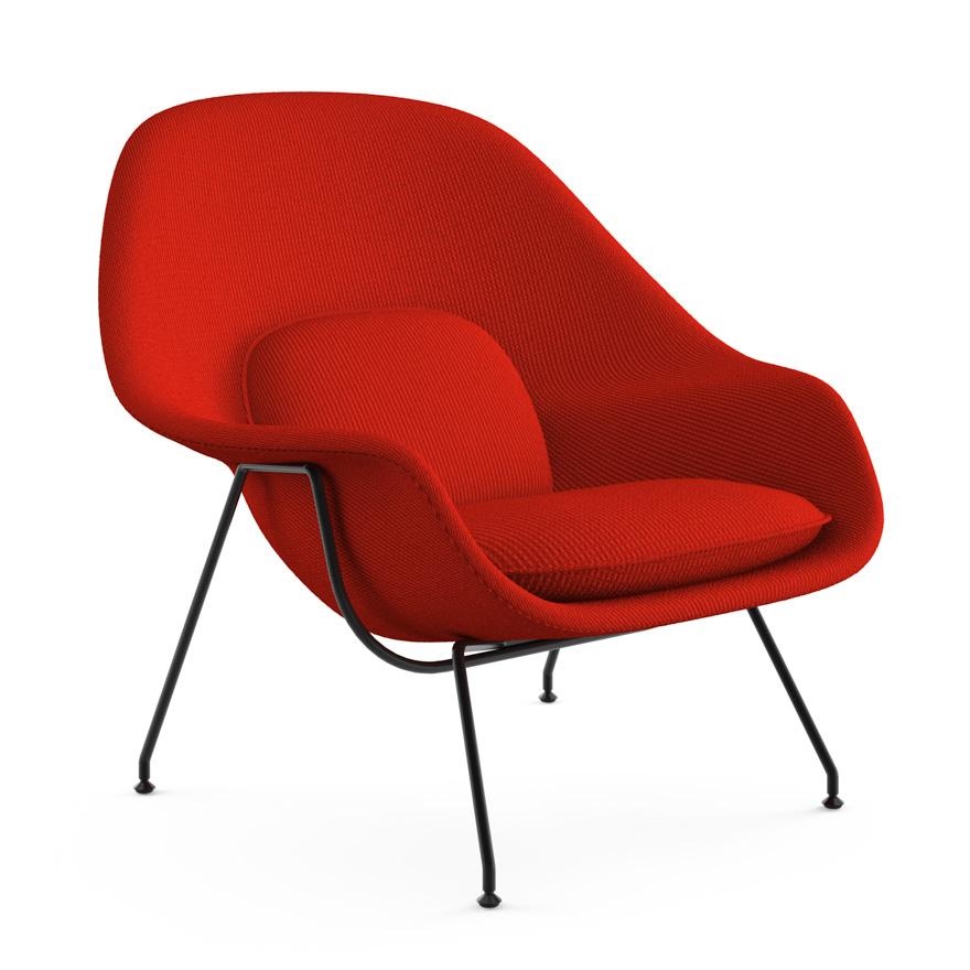 Knoll International - Womb Chair Relax Gestell schwarz - rot/Stoff Cato Fire Red 19/BxHxT 105x92x94cm von Knoll International