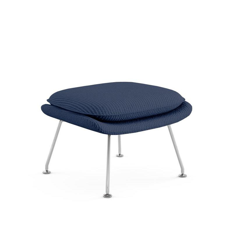 Knoll International - Womb Relax Ottoman / Hocker Gestell verchromt - nachtblau/Stoff Eva Night Blue 170EVA/BxHxT 64x40x51.5cm von Knoll International