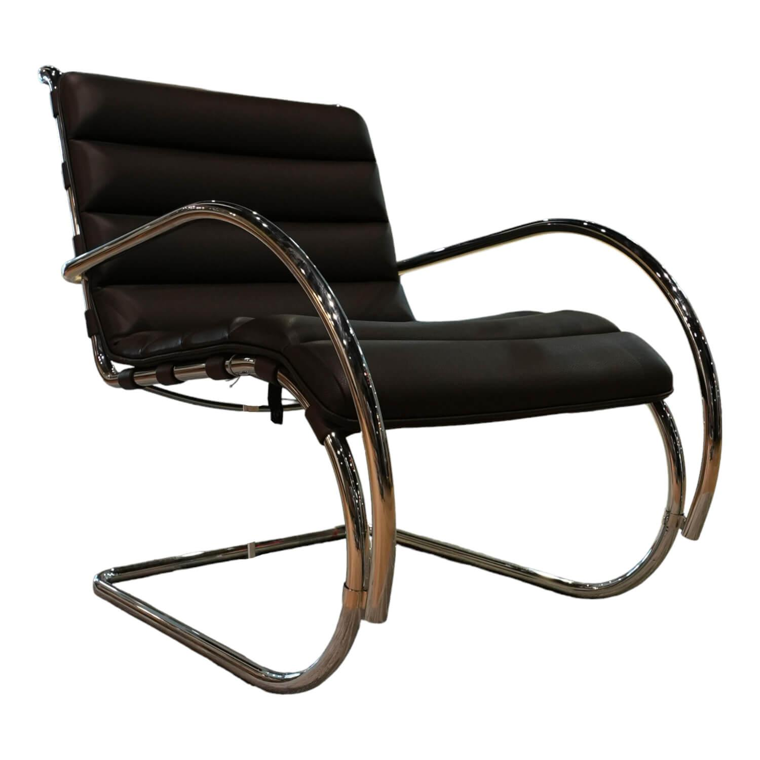 Sessel MR Bauhaus Leder X Bellagio Dark Brown Braun Gestell Chrom Poliert Sessel MR Bauhaus Leder X Bellagio Dark Brown Braun Gestell Chrom Poliert von Knoll International