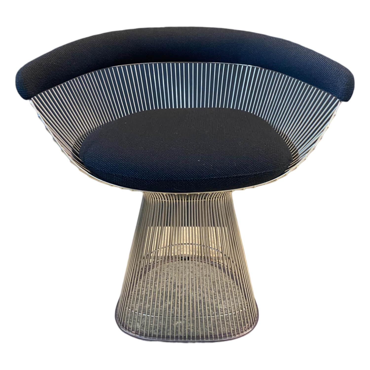 Stuhl Platner Side Chair Stoff Black Pad Credo Gestell Nickel von Knoll International