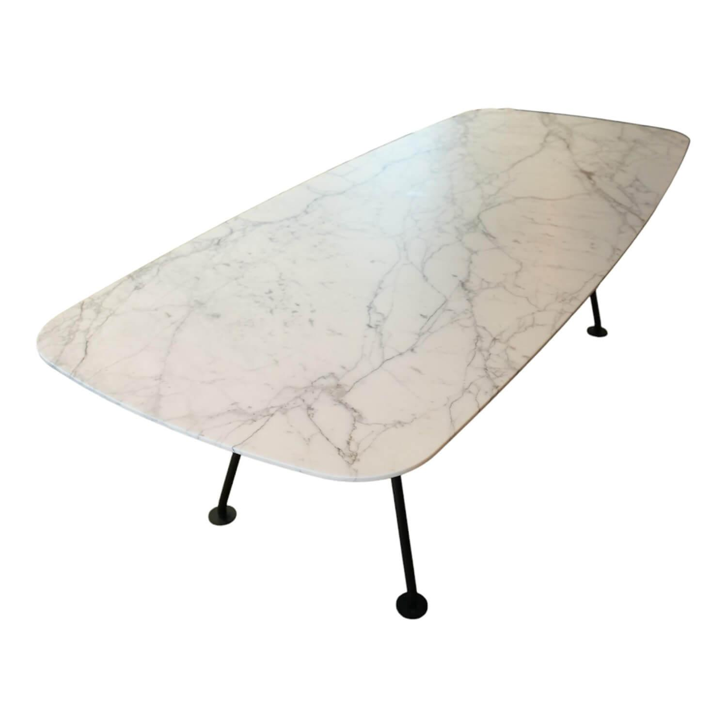 Tisch Grasshopper Platte Marmor Statuarietto Gloss Finish Weiß Gestell Stahl Sch... Tisch Grasshopper Platte Marmor Statuarietto Gloss Finish Weiß Gestell Stahl Sch... von Knoll International