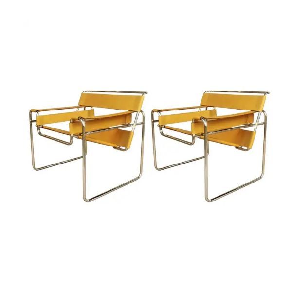 2er-Set Wassily B3 Stühle aus Leder von Marcel Breuer, Knoll 2er-Set Wassily B3 Stühle aus Leder von Marcel Breuer, Knoll von Knoll