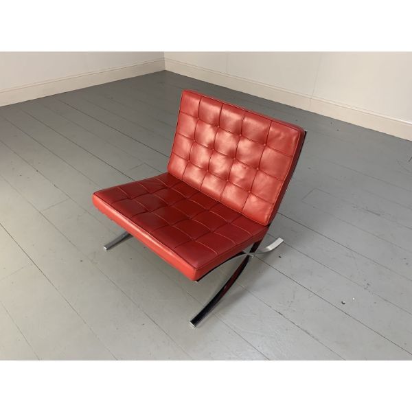 Barcelona Sessel aus rotem Leder von Mies van der Rohe, Knoll von Knoll