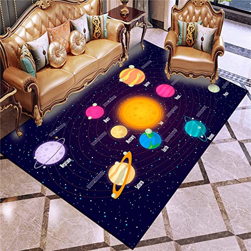 3D Space Universum Planet Muster Teppich Für Kinder Jungen Schlafzimmer, Flur Teppich Farbe Teppich Badezimmer Teppich 80X120Cm (A3,140x200cm) von KnorRs