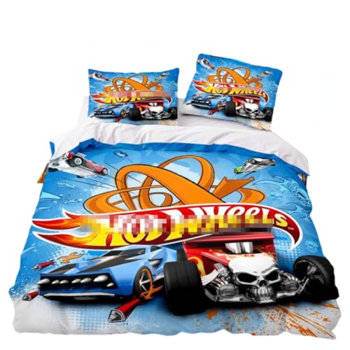 Cartoon Auto Bettwäsche Set Für Kinder Jungen, Wheels Auto Bettbezüge 140x 200 Mit Kissenbezüge 80x80 cm, Kinderbettwäsche (A4,135x200 cm + 80x80 cm) von KnorRs