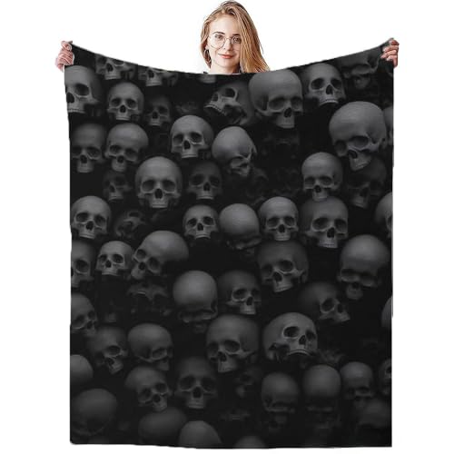 Halloween Digitaldruck Kuscheldecke, Weich, Warm Flanell Decke, Totenkopf Wohndecken, Sofa Decke Für Schlafzimmer, Wohnzimmer (T5,150 x 200 cm) von KnorRs