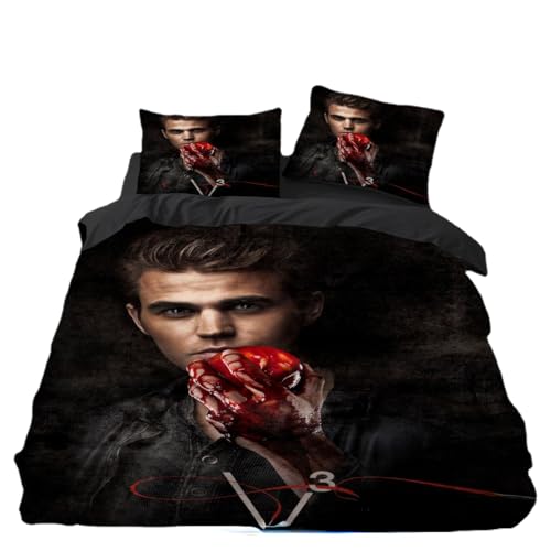 KnorRs 3D Drucken Horror TV Schwarzer Bettbezug 140x200, Vampire Note Bettwäsche Sets, SchwarzBettbezüge Mit 1 Kissenbezug 80x80 cm (A1,135x200 cm + 80x80 cm) von KnorRs