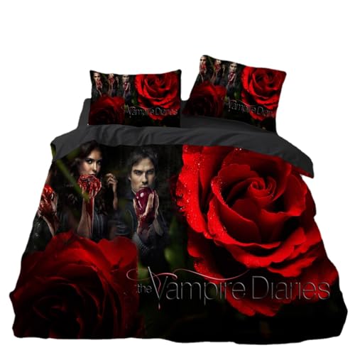 KnorRs 3D Drucken Horror TV Schwarzer Bettbezug 140x200, Vampire Note Bettwäsche Sets, SchwarzBettbezüge Mit 1 Kissenbezug 80x80 cm (A2,135x200 cm + 80x80 cm) von KnorRs