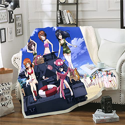 KnorRs Anime Girls Und Tanks-Muster Extra Weiche Flauschige Kuscheldecken, Mikrofaser Sofadecke/Couchdecke Für Erwachsene 150x200cm (T3,150 x 200 cm) von KnorRs
