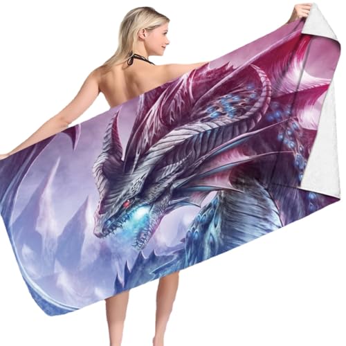 KnorRs Drachen Badetuch Groß 100x200cm, Schnelltrocknend Sandfrei Weich Mikrofaser Strandtuch, Handtuch Für Jungen Und Mädchen (Y3,70x150cm) von KnorRs