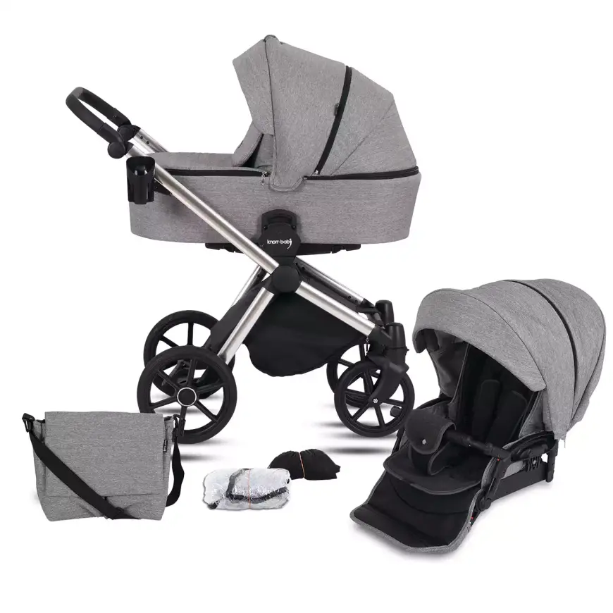 B-Ware Knorr Baby Life + 2.0 Silver Edition Graphite Kombi Kinderwagen Babywanne von Knorr-Baby