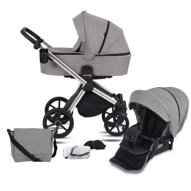 B-Ware Knorr Baby Life + 2.0 Silver Edition Graphite Kombi Kinderwagen Babywanne von Knorr-Baby