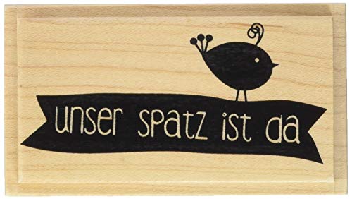 Knorr Prandell 211800203 Knorr prandell 211800203 Stempel aus Holz (Geburt) Motivgröße 7,5 x 3,4 cm , Motiv: Unser Spatz ist da von Knorr Prandell