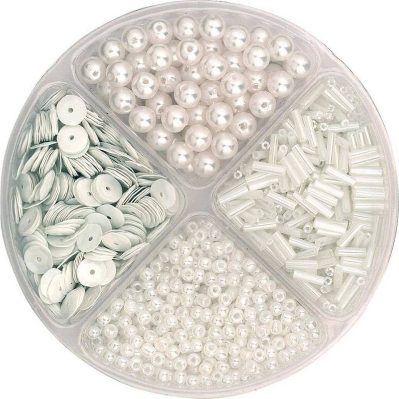 Knorr Prandell Bastelperlen 5X KNORR prandell 216116000 Perlen- und Pailletten-Mix, weiß, 30 g von Knorr Prandell
