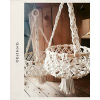 Makramee Obstkorb Hängend Camping - Vanlife Camper Womo Deko Vintage Dekoration Hängekorb Geschenk Boho Wandbehang Knotenliebe von KnotenliebeMilde