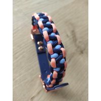 Blau-Pfirsich Farbenes Paracord Hundehalsband "Blue Spring" Für Kleine Hunde - Elegantes Accessoire | Stilvolles Design von Knots4Dogs