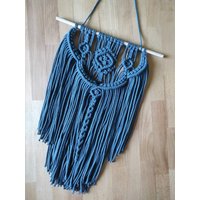 Makramee Wandbehang Wanddeko Blau Dunkelblau Peacock Vintage Boho von Knots4Dogs