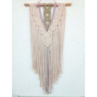 Makramee Wandbehang in Naturtönen - Boho Wanddeko Handgemacht Wandhänger Beige, Altrosa & Oliv Deko Wohnzimmer von KnotsAndHoops