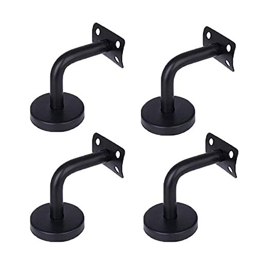 Edelstahl Handlaufträger, 4 Stück Schwarz Handlaufhalter Für Wandhalter, Poliert Handlauf Halter zur Wandbefestigung, für Innenwand Loft, Ältere Handläufe, Korridor Stützstange (60 * 60 mm) von Knowing